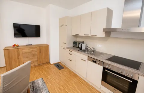 Küche und Wohnbereich · CityFlat Wels